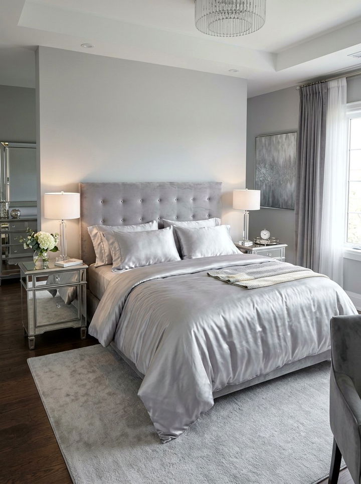 Satin bedding luxury bedroom - 30 glam bedroom ideas