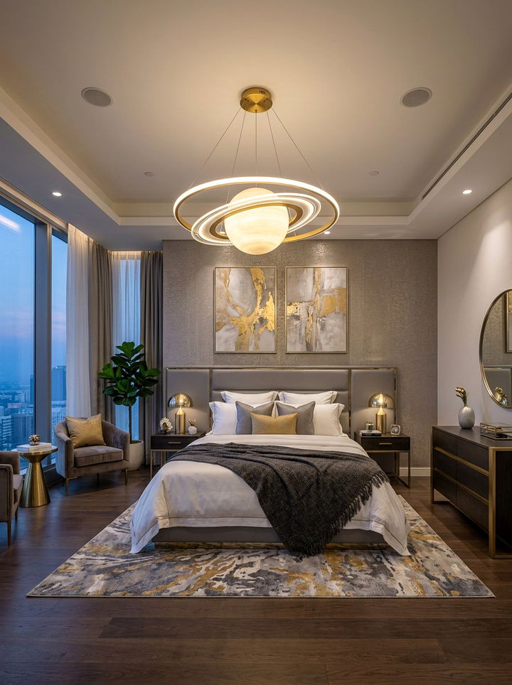 Saturn Ring Lighting - 30 solar system bedroom ideas