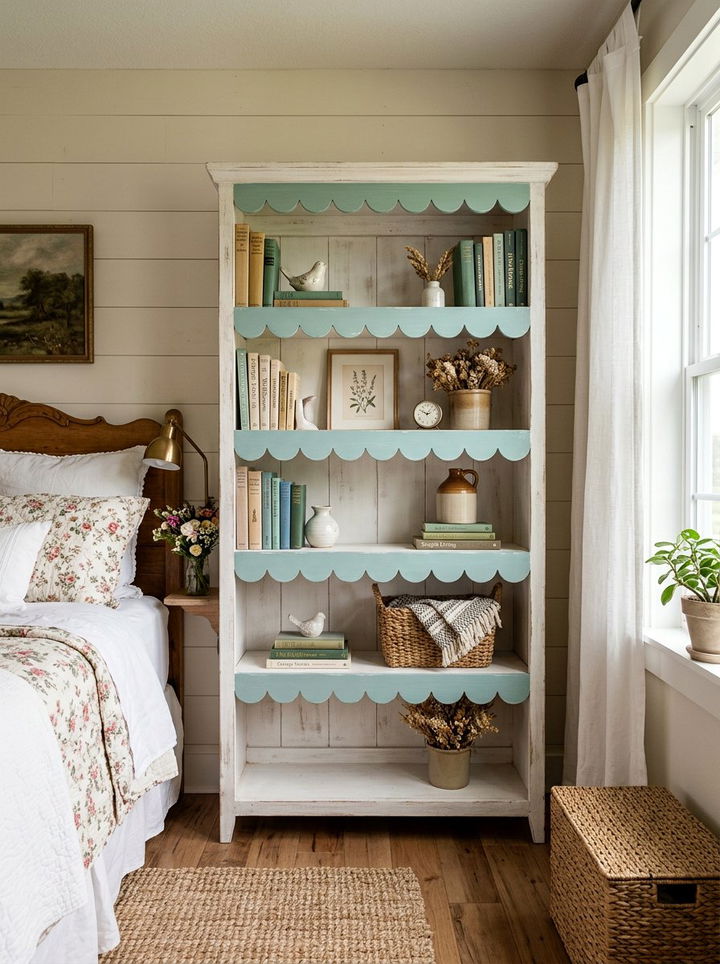 Scalloped Teal Trim Accents - 30 farmhouse teal bedroom ideas