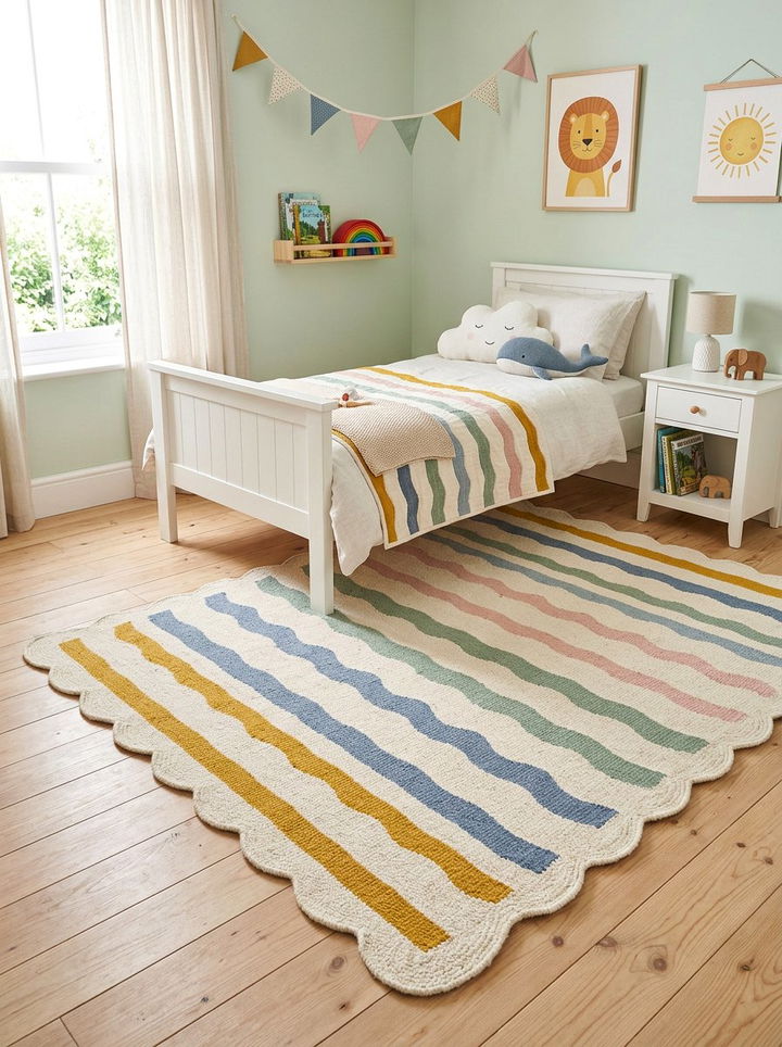 Scalloped Wool Rug - 30 bedroom wool rugs