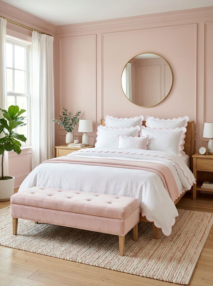Scalloped edge bedding - 30 grandmillennial bedroom ideas
