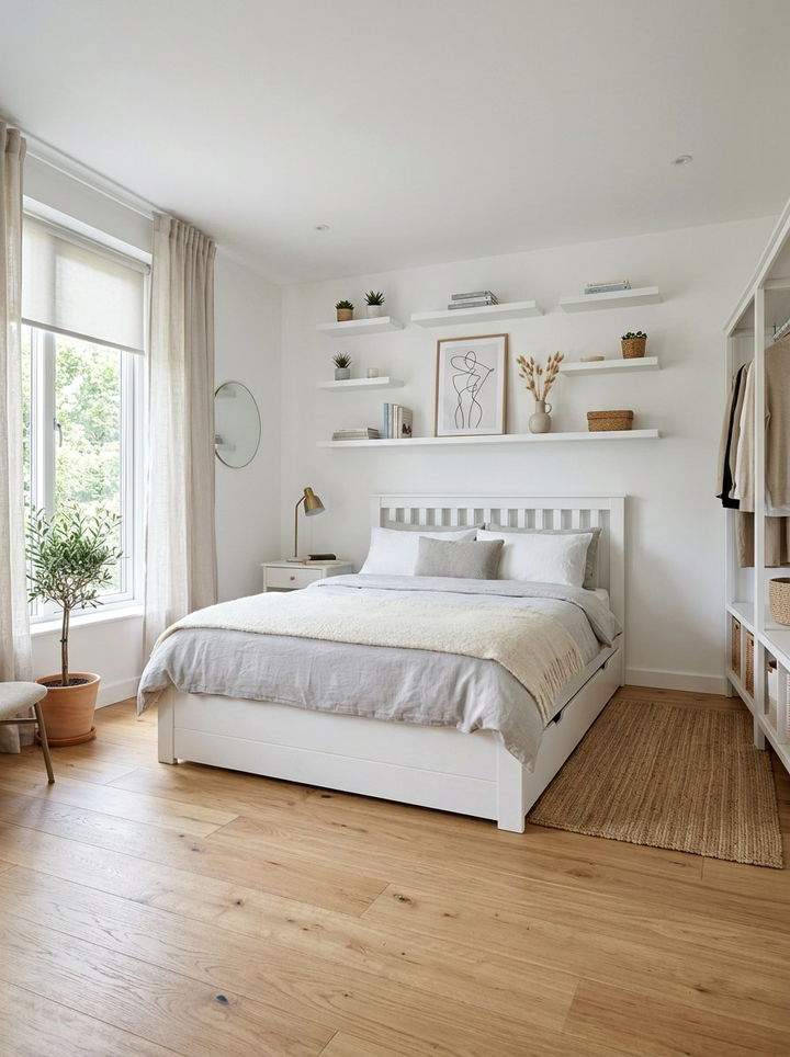 Scandi Bedroom Floating Shelves - 30 scandinavian white bedroom ideas