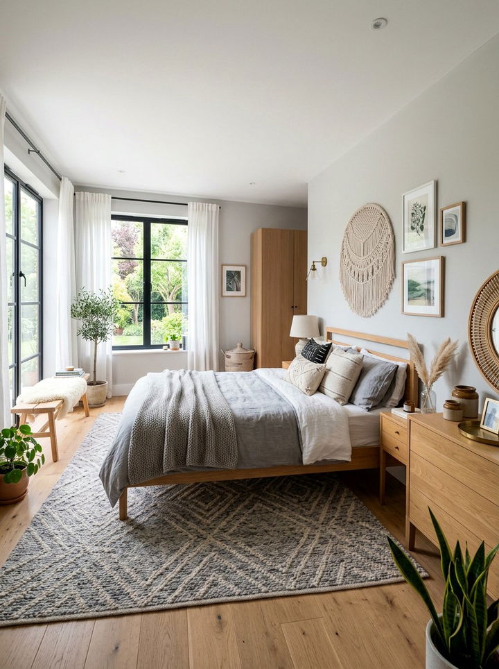 Scandi Gray Boho Bedroom - 30 bohemian gray bedroom ideas