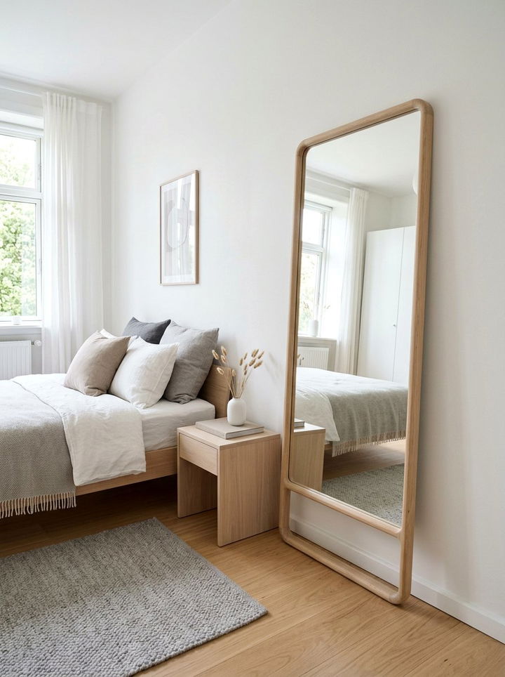 Scandi Light Wood Mirror - 30 bedroom full length mirrors