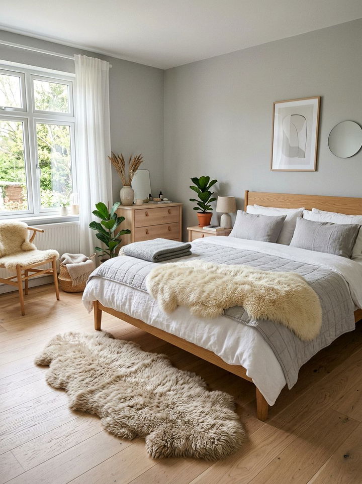 Scandi Sheepskin Bedroom - 30 sheepskin bedroom ideas