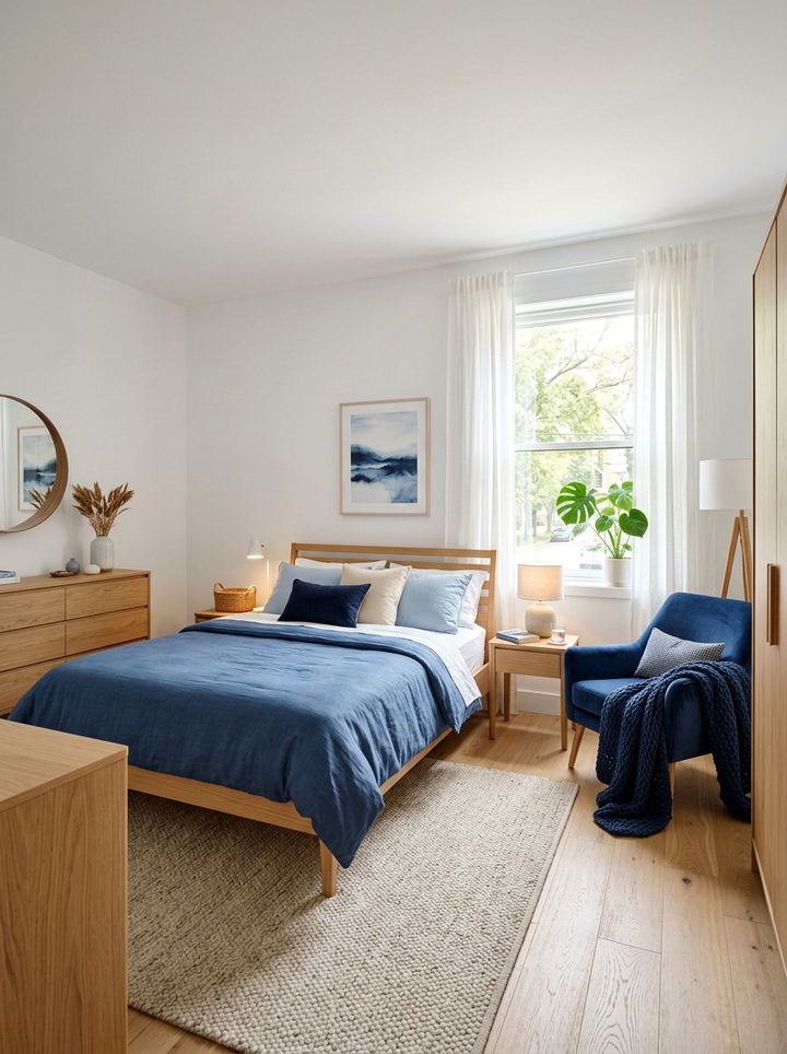 Scandi Style Blue Bedroom - 30 indigo bedroom ideas