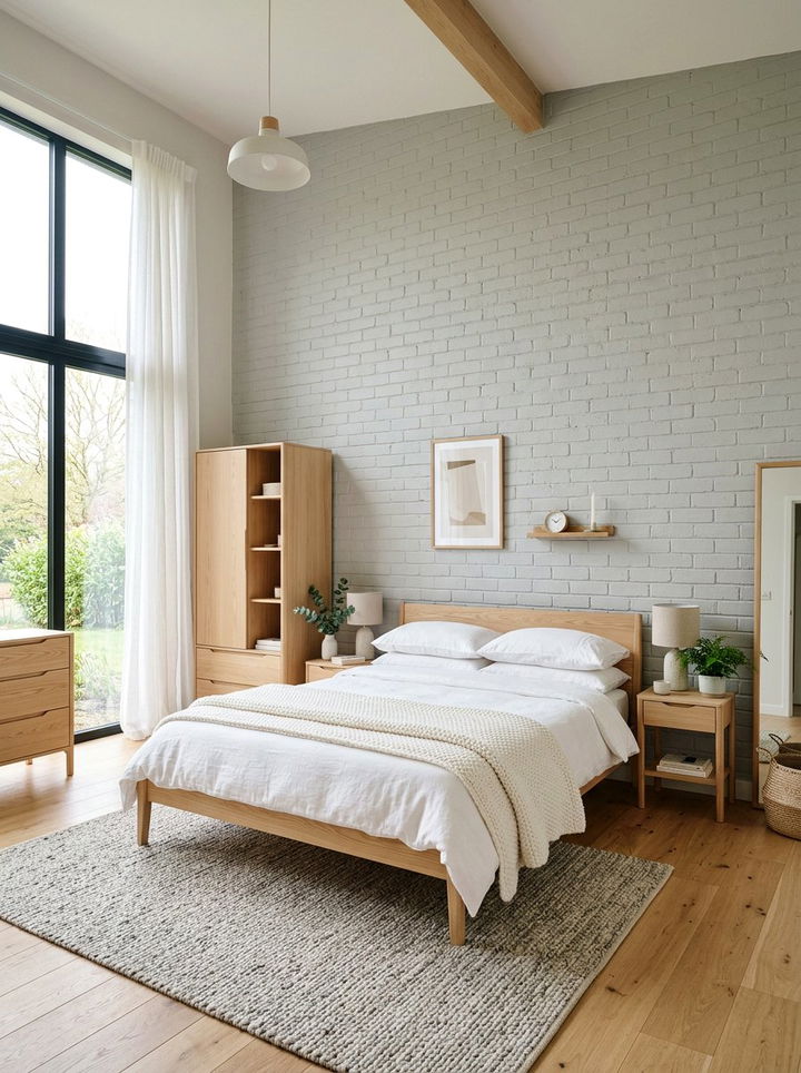 Scandi Style Brick Wall - 30 bedroom brick wall ideas
