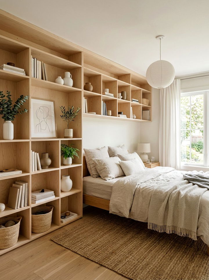 Scandi Style Built In Shelves - 30 bedroom built-in shelves