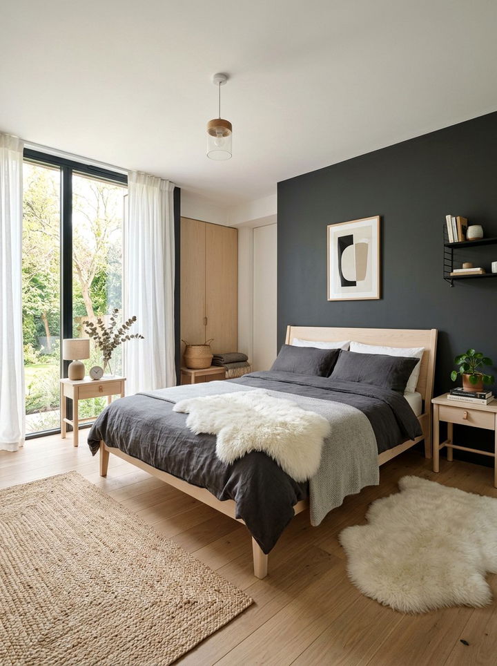 Scandi Style Charcoal Bedroom - 30 charcoal accent wall bedroom