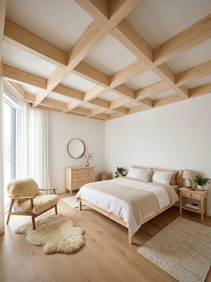 Scandi Style Coffered Ceiling Bedroom - 30 bedroom coffered ceiling designs