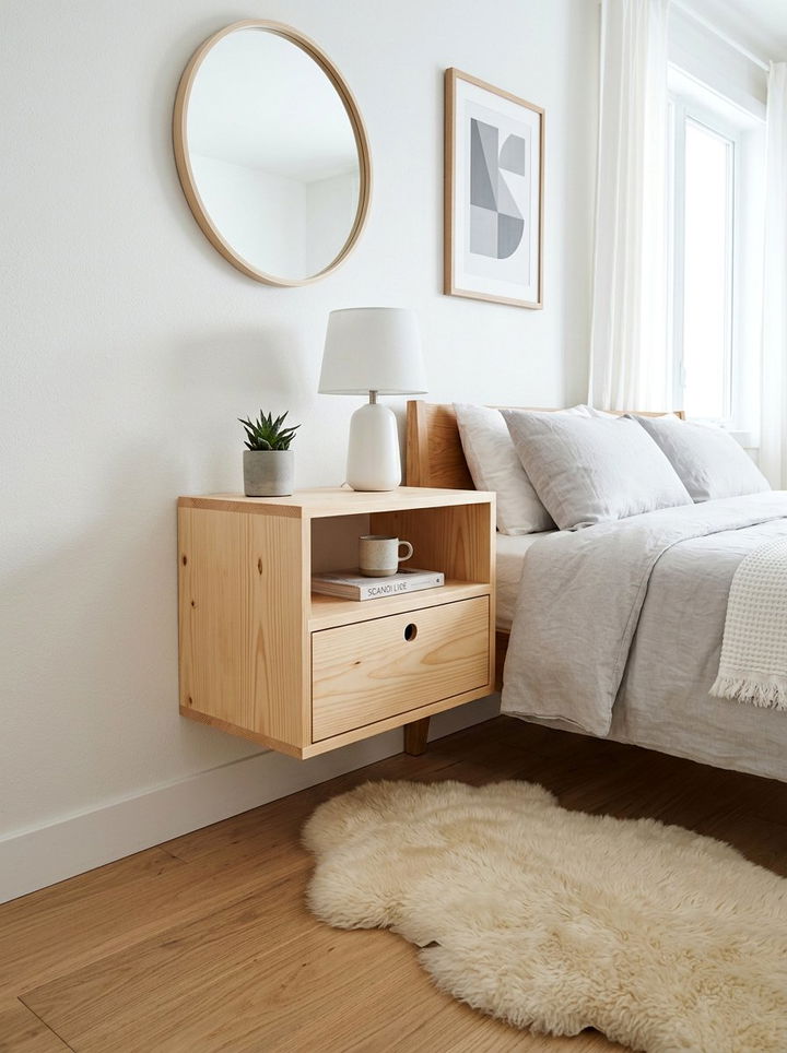 Scandi Style Floating Nightstand - 30 bedroom floating nightstands