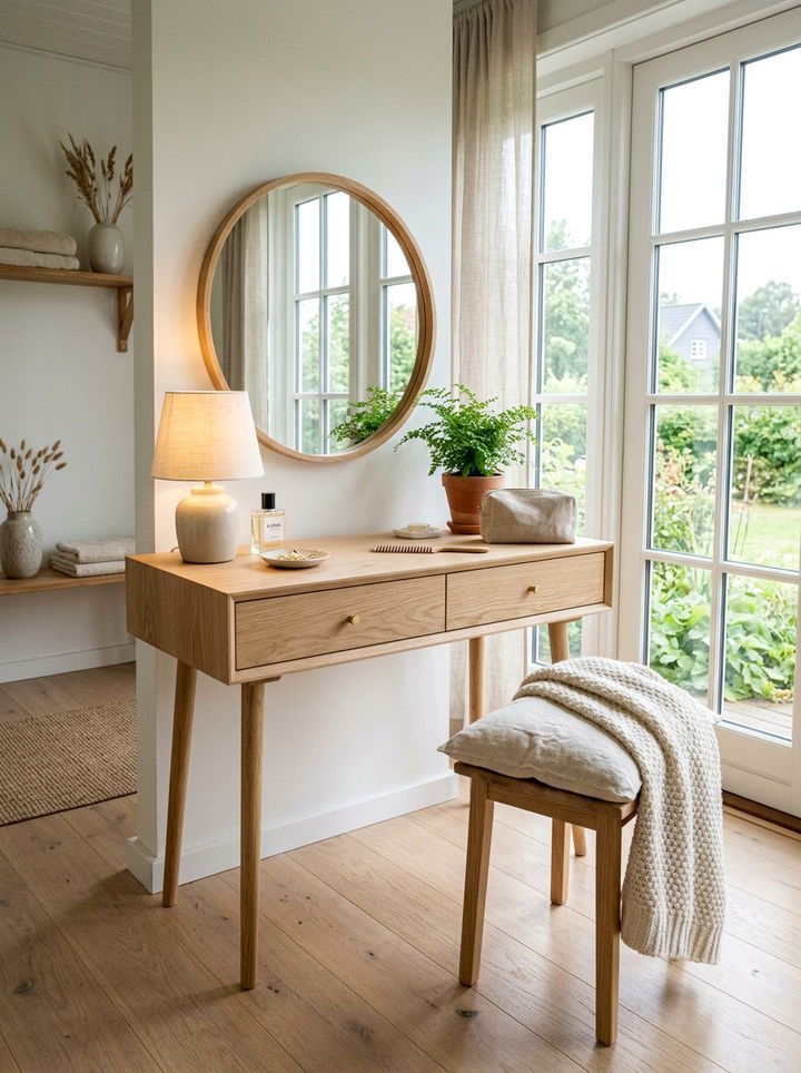 Scandi Style Light Oak Vanity - 30 bedroom makeup vanities