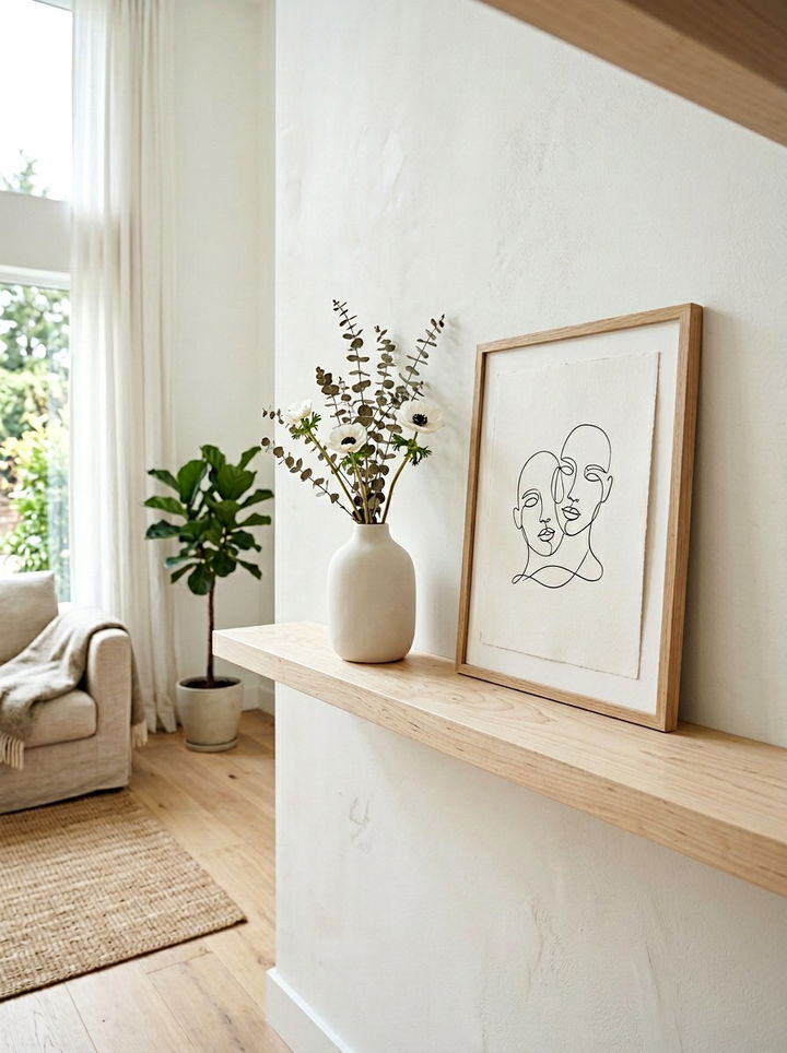 Scandi Style Light Wood Ledge - 30 bedroom ledge shelves