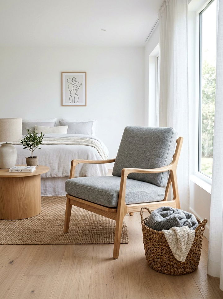 Scandi Style Lounge Chair - 30 bedroom chairs