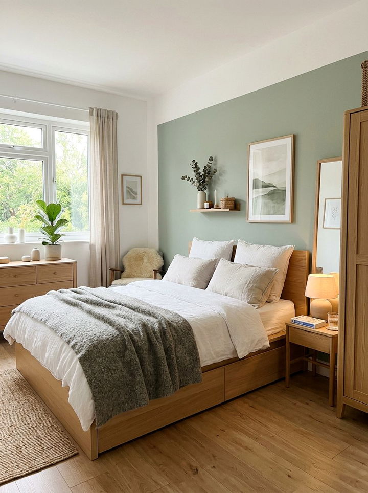 Scandi Style Sage Green Bedroom - 30 sage green accent wall bedroom