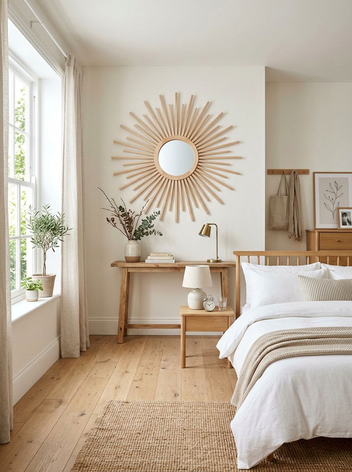 Scandi Style Sunburst Mirror - 30 bedroom sunburst mirrors