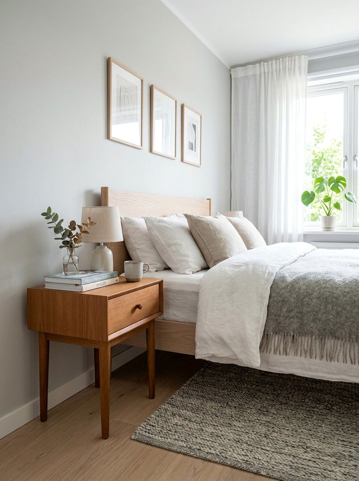 Scandi Teak Bedside Table - 30 bedroom teak furniture ideas