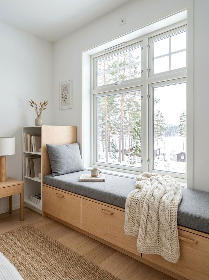 Scandi Window Seat - 30 bedroom window seat ideas