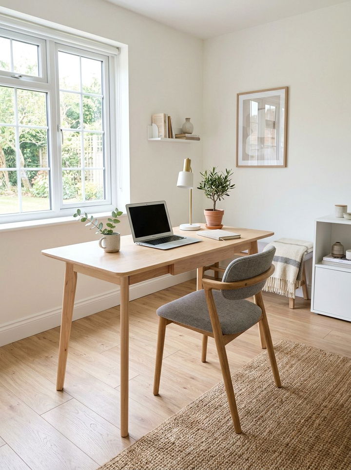 Scandi Wood Desk - 30 bedroom study desk ideas