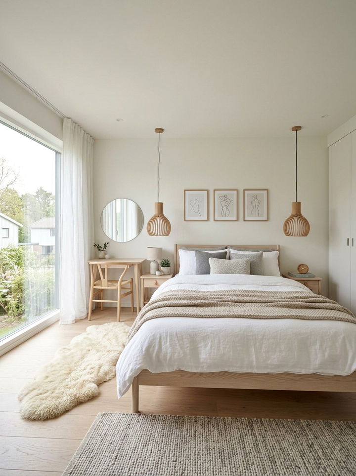 Scandi Wood Pendant - 30 bedroom pendant lighting ideas