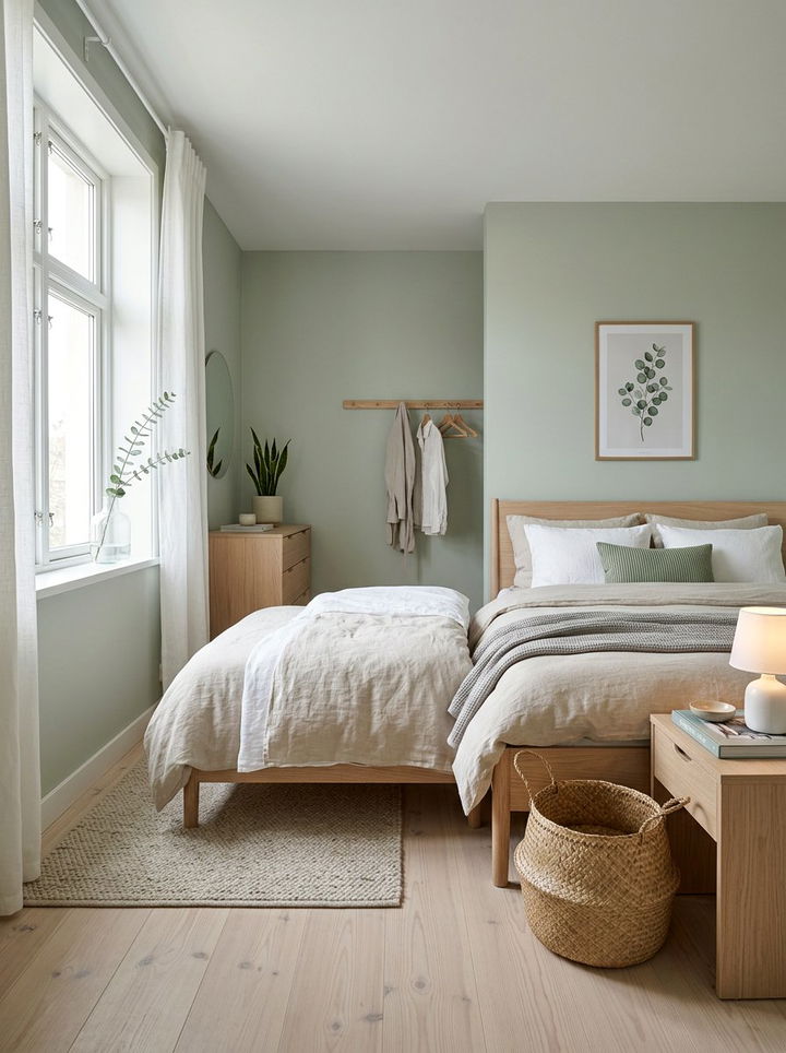 Scandi style green bedroom - 30 botanical green bedroom ideas