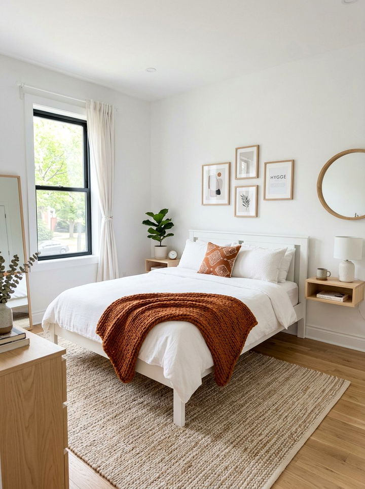Scandi style orange and white bedroom - 30 orange and white bedroom ideas