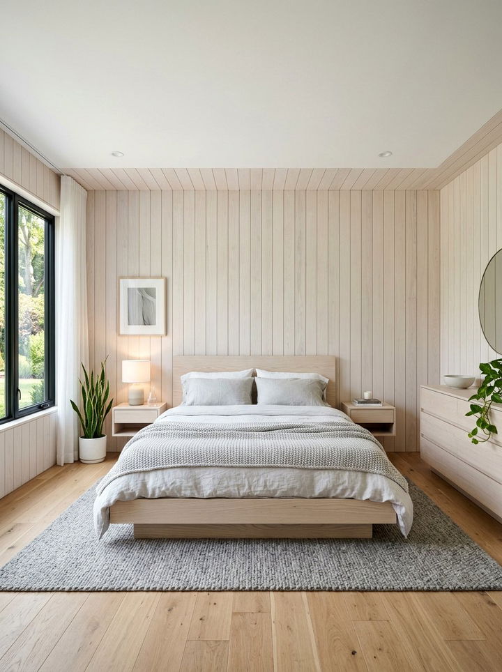 Scandi style shiplap bedroom - 30 bedroom shiplap walls
