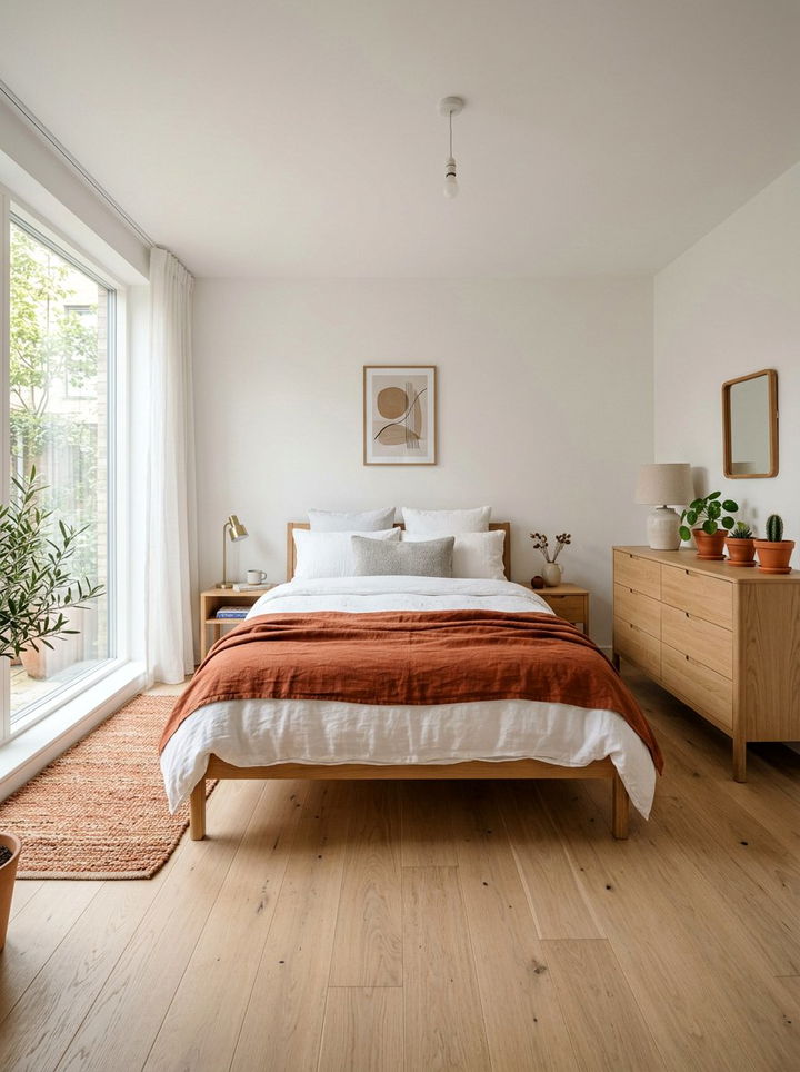 Scandi style terracotta bedroom - 30 terracotta bedroom ideas