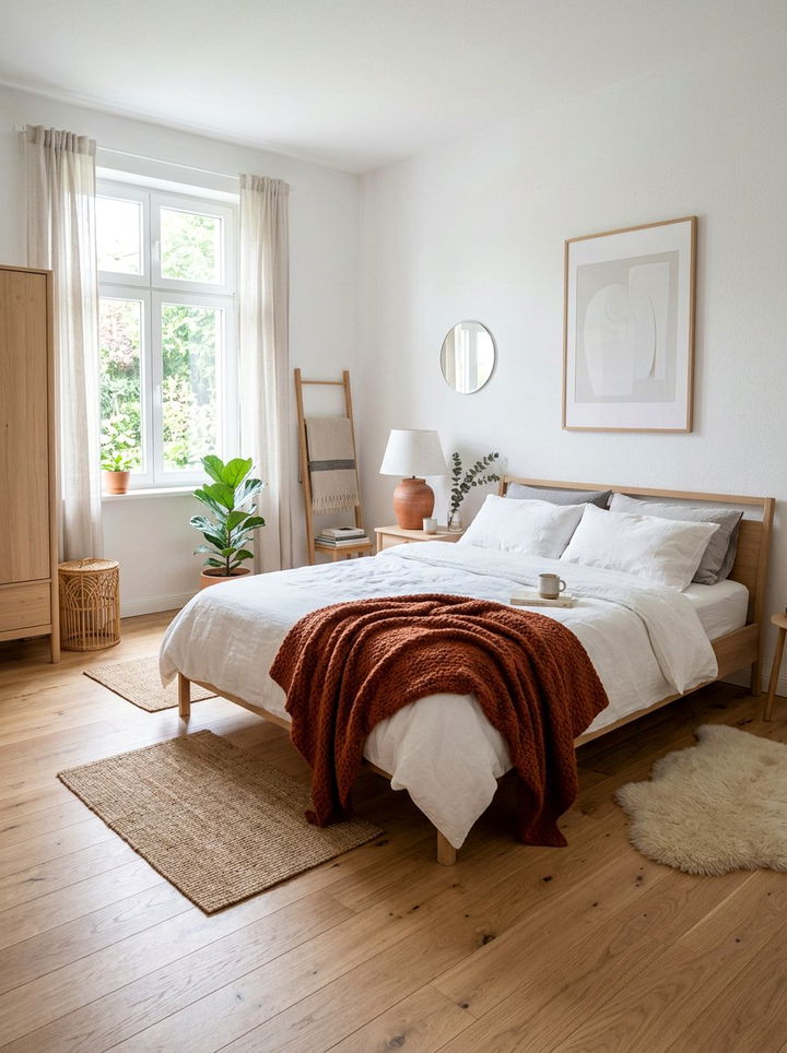 Scandi terracotta and white bedroom - 30 terracotta and white bedroom ideas