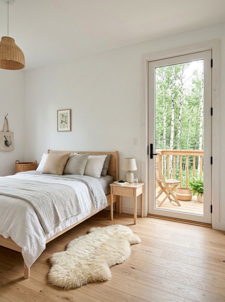 Scandinavian Bedroom Balcony Door - 30 bedroom with patio doors