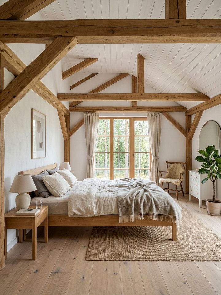 Scandinavian Bedroom Exposed Beams - 30 scandinavian white bedroom ideas