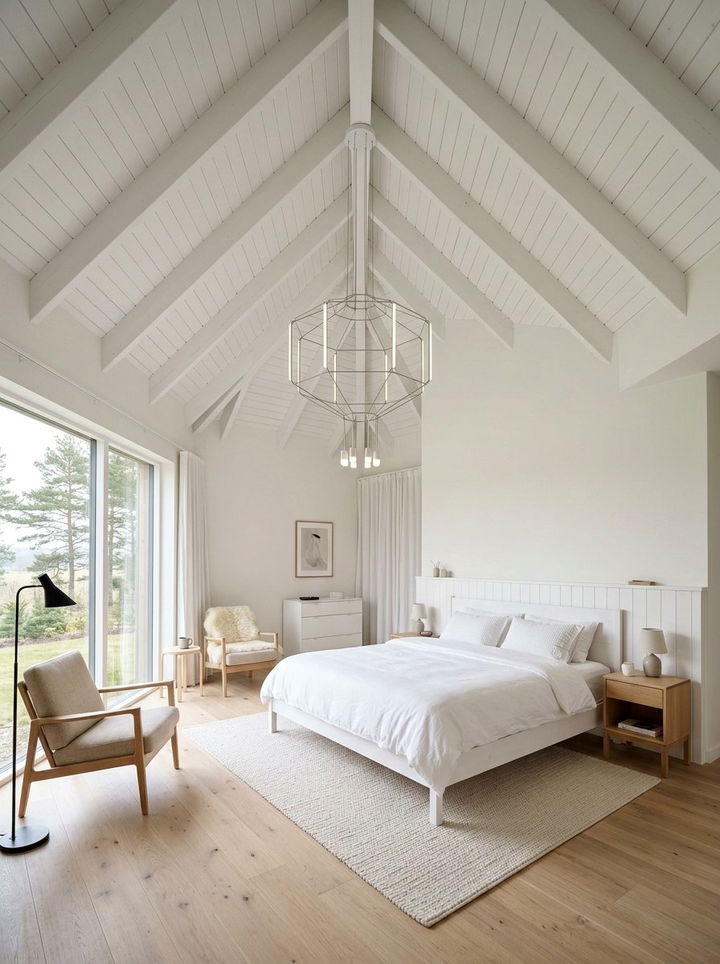 Scandinavian Bedroom Vaulted Ceiling - 30 scandinavian white bedroom ideas