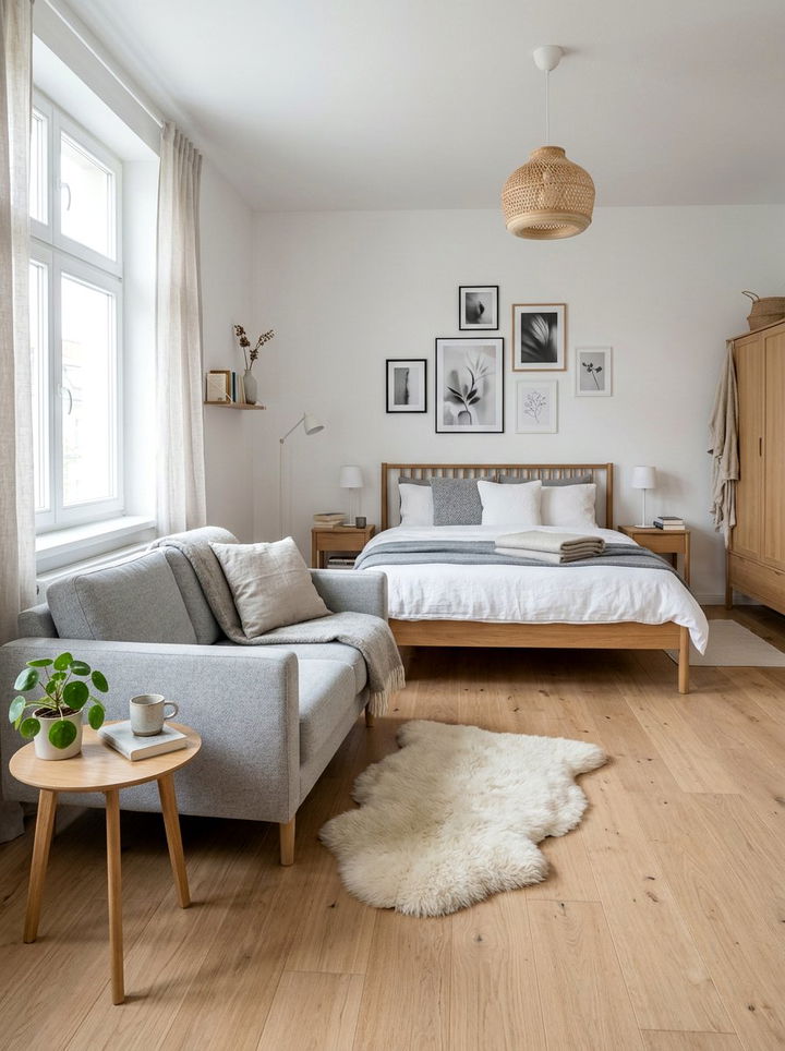 Scandinavian Bedroom With Gray Loveseat - 30 bedroom loveseats