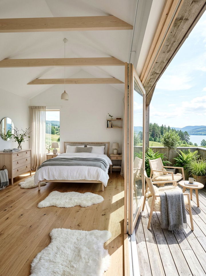 Scandinavian Bedroom With Private Sun Terrace - 30 bedroom with terrace ideas