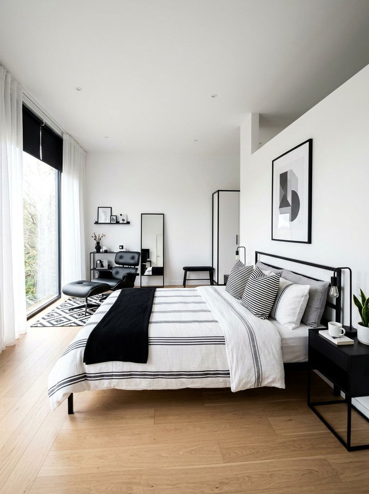 Scandinavian Black White - 30 bedroom bed making ideas