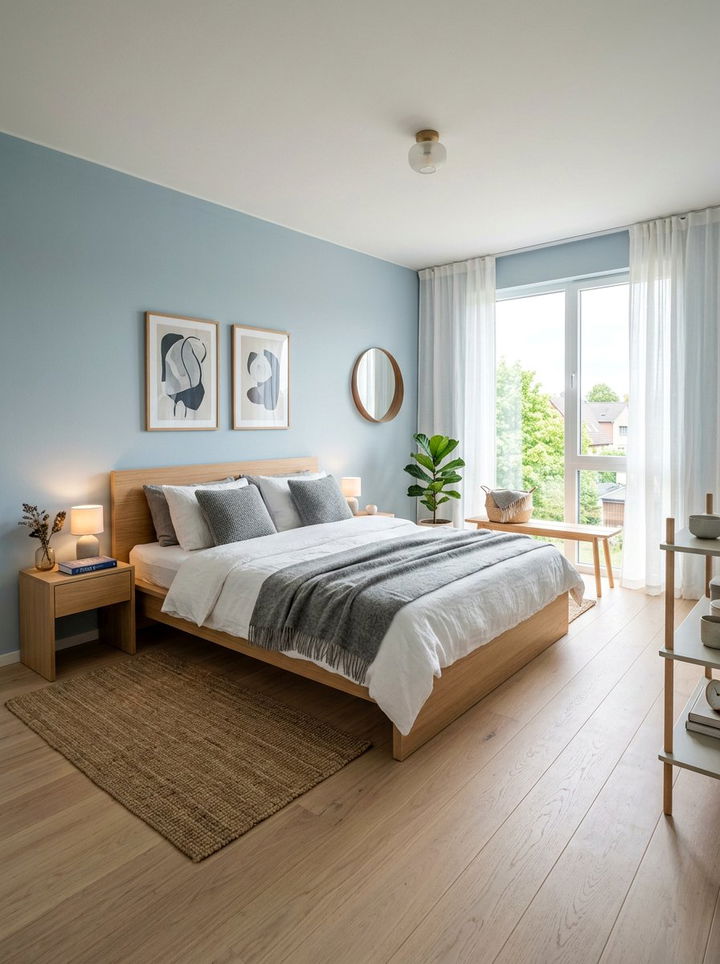 Scandinavian Blue Bedroom - 30 pastel blue bedroom ideas