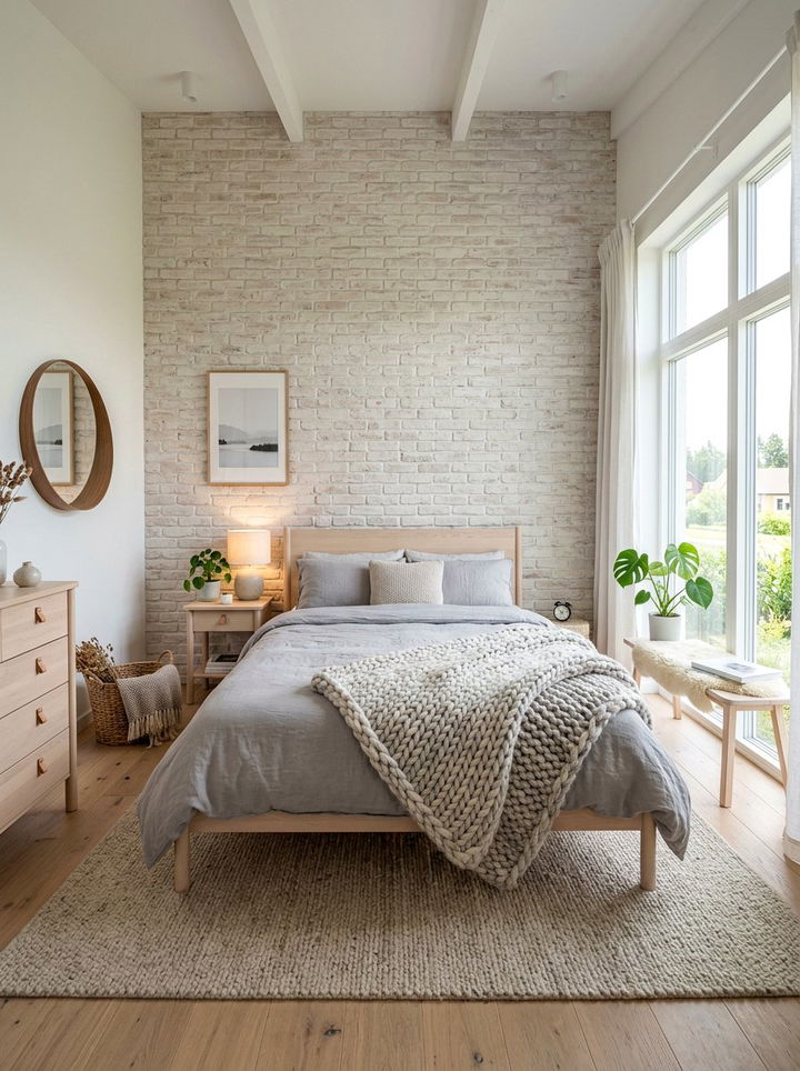 Scandinavian Brick Bedroom - 30 exposed brick bedroom ideas
