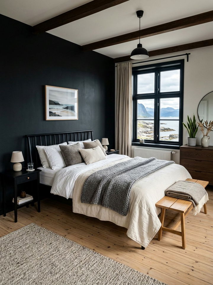 Scandinavian Coastal Black Bedroom - 30 coastal black bedroom ideas