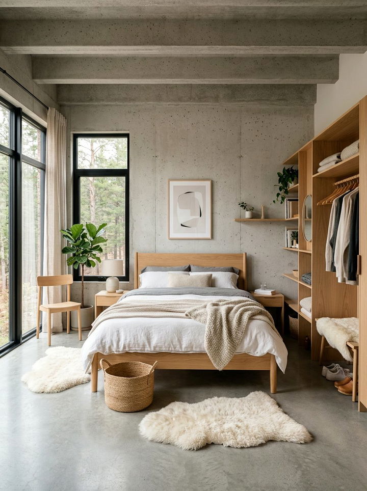 Scandinavian Concrete Bedroom Style - 30 concrete wall bedroom ideas