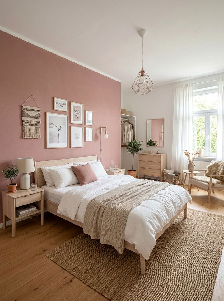 Scandinavian Dusty Rose Bedroom - 30 dusty rose accent wall bedroom