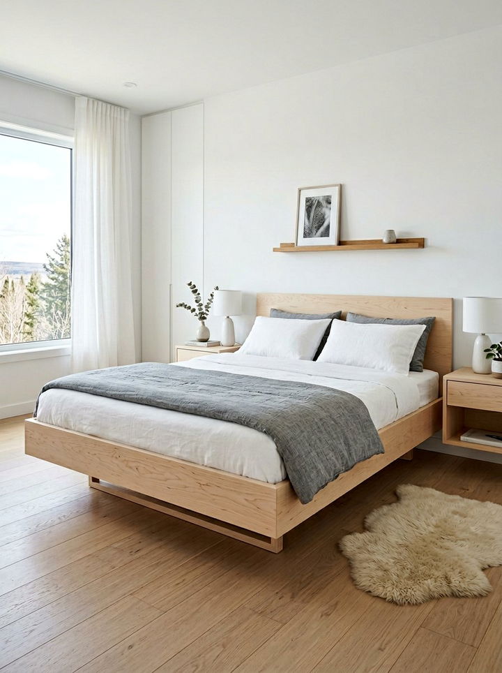 Scandinavian Floating Bed - 30 bedroom floating bed ideas