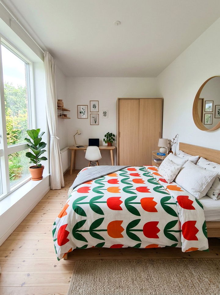 Scandinavian Flower Print - 30 floral themed bedroom ideas