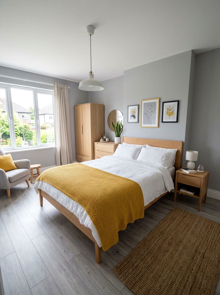 Scandinavian Gray And Yellow Bedroom - 30 gray and yellow bedroom ideas