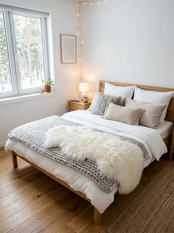 Scandinavian Hygge Bedding - 30 bedroom layered bedding ideas