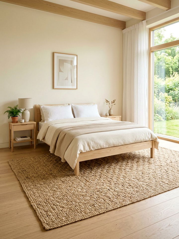 Scandinavian Jute Rug Bedroom - 30 scandinavian cream bedroom ideas