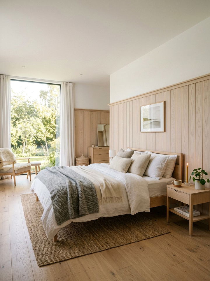 Scandinavian Light Wood Wainscoting - 30 bedroom wainscoting ideas