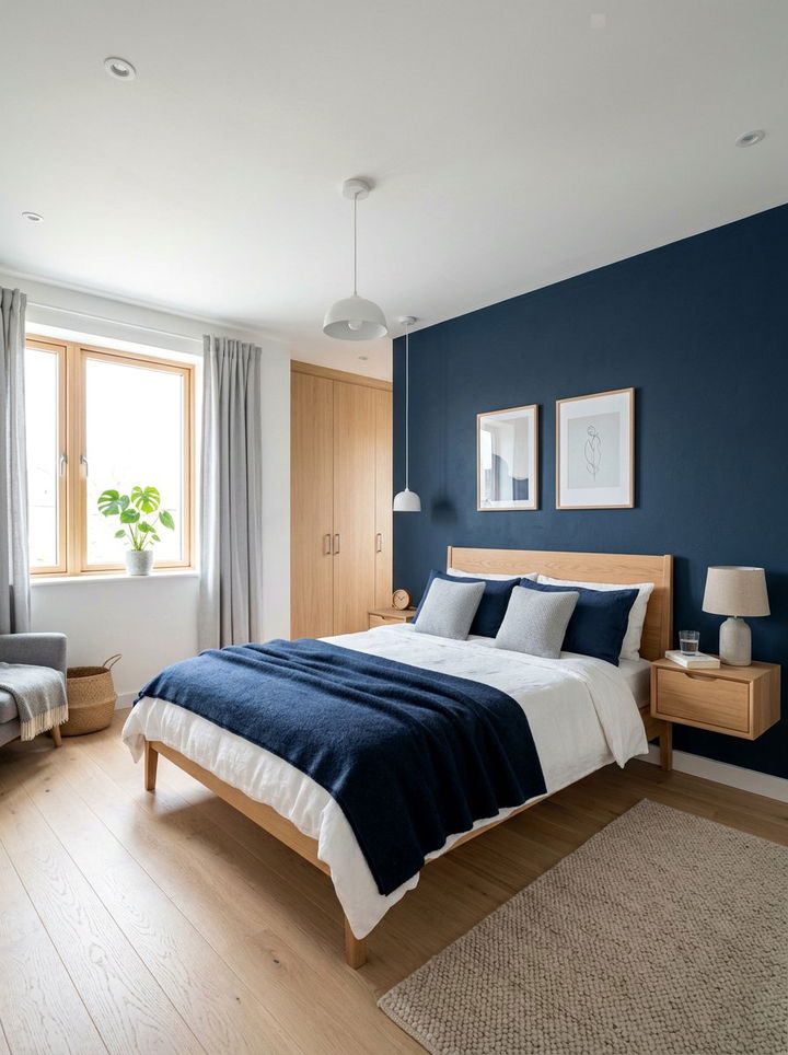 Scandinavian Navy Bedroom - 30 navy blue bedroom ideas