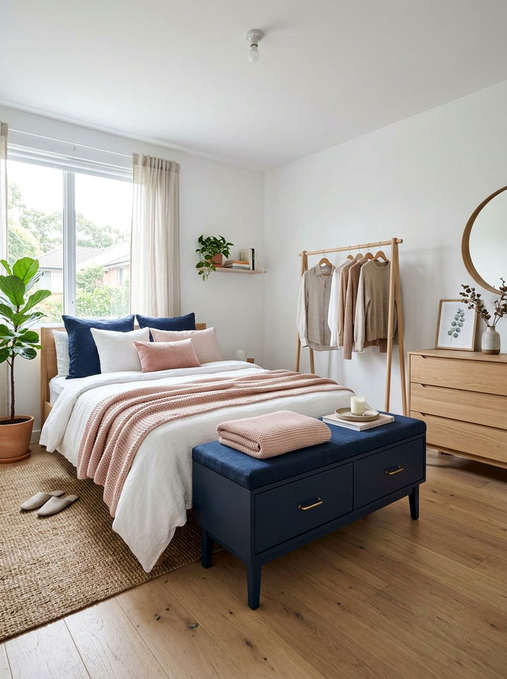 Scandinavian Navy Pink Design - 30 navy and blush bedroom ideas