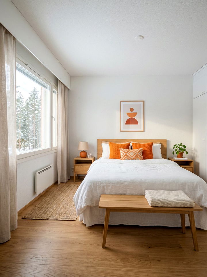 Scandinavian Orange Bedroom - 30 bright orange bedroom ideas