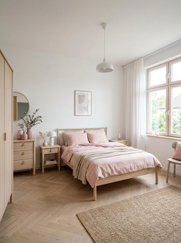 Scandinavian Pink Bedroom - 30 pastel pink bedroom ideas
